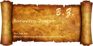 Borovics Zombor névjegykártya